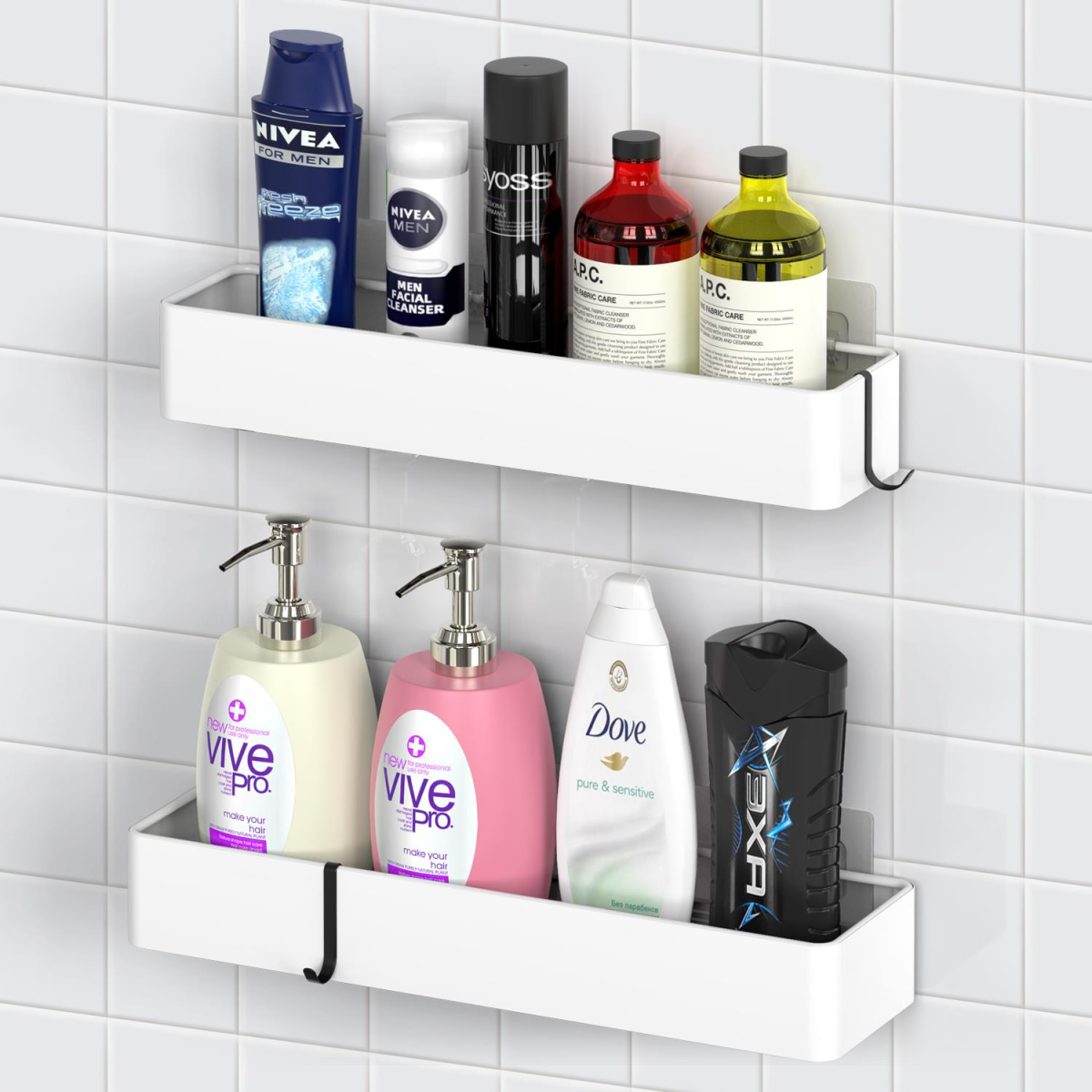 VINSANI 2pc WHITE SHOWER CADDY 1010504 VINSANI 2pc WHITE SHOWER CADDY 1010504 - Image 6