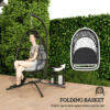 Rattan Hanging Egg Chair with Stand and Cushion, Dark Grey