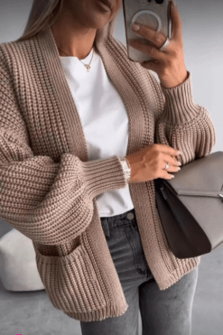 Alternative view of Cropped Balloon Sleeve Pocket Cardigan