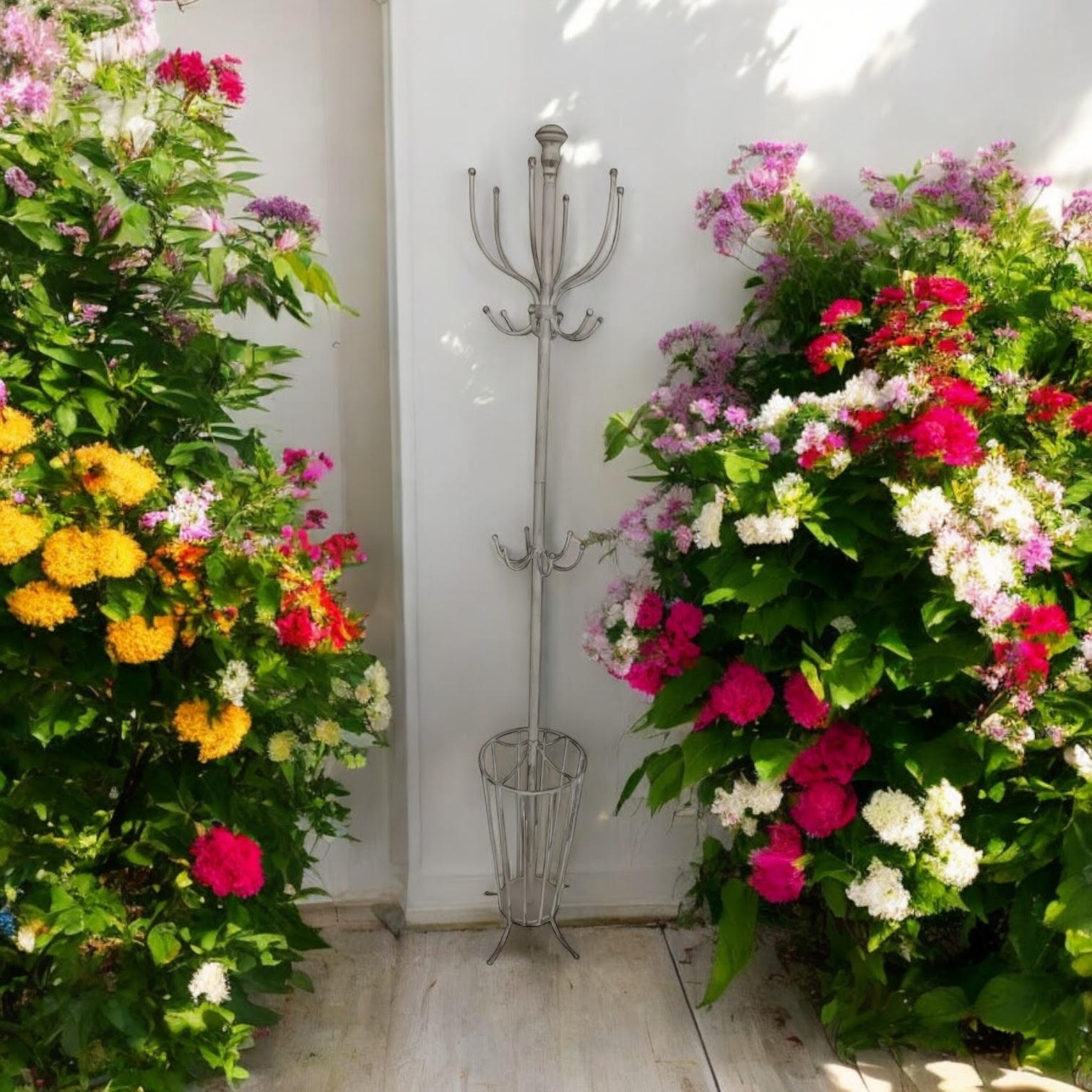175CM CREAM METAL COAT STAND/ UMBRELLA HOL 175CM CREAM METAL COAT STAND/ UMBRELLA HOL - Image 6