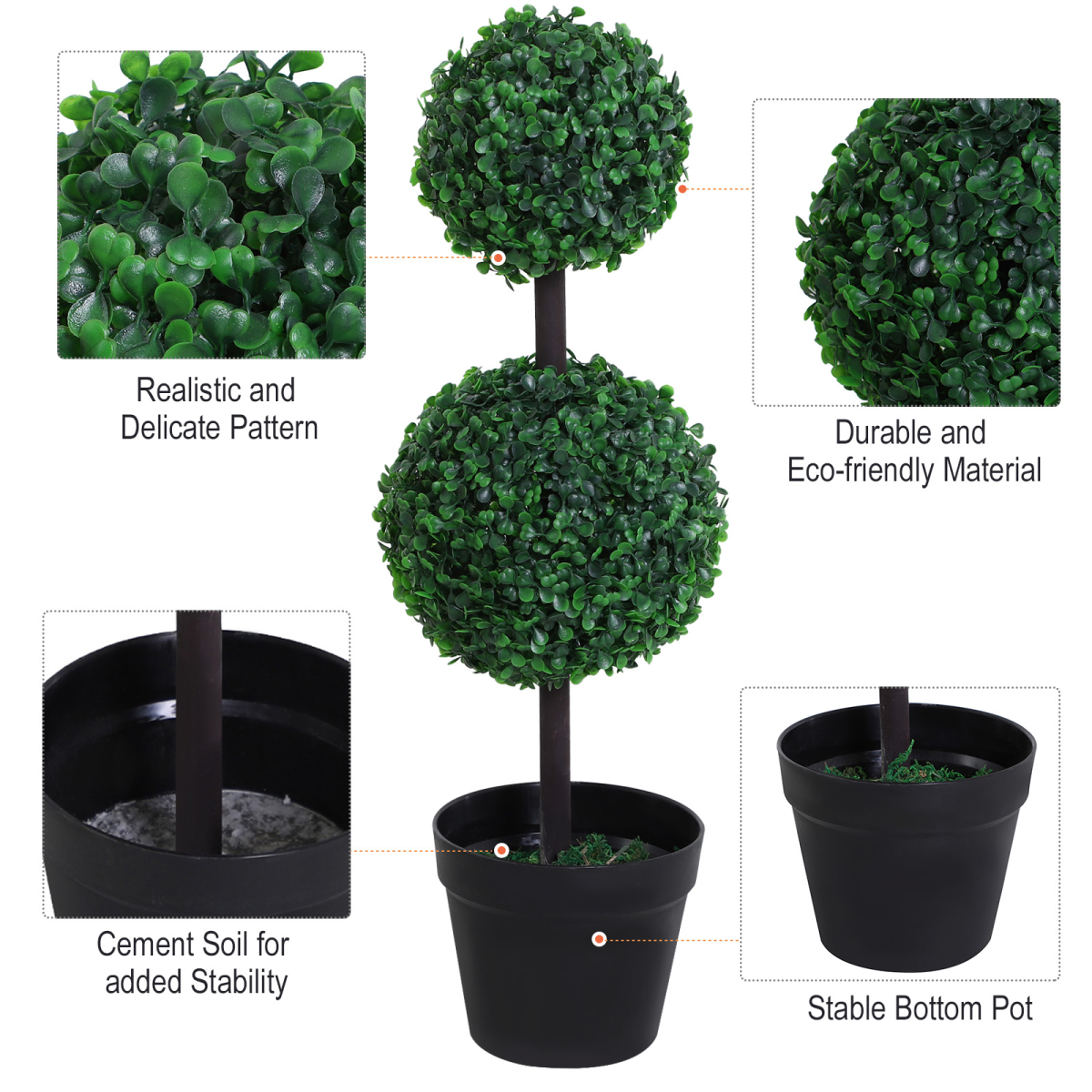 PE Set of 2 Artificial Boxwood Ball Topiary Plant Tree's Green PE Set of 2 Artificial Boxwood Ball Topiary Plant Tree's Green - Image 7