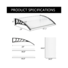 【Same Code：48202358】HT-120 x 80 Household Application Door & Window Rain Cover Eaves Canopy White & Black Bracket - Image 7