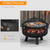 Outsunny 61.5cm 2-In-1 Outdoor Fire Pit & Firewood BBQ Garden Cooker Heater - Image 7