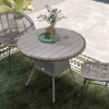 Outdoor PE Rattan Dining Table with Wood-Plastic Composite Top, Grey Outdoor PE Rattan Dining Table with Wood-Plastic Composite Top, Grey