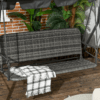 3 Person Rattan Swing Chair with Stand and Adjustable Canopy