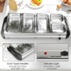 Electric Food Warmer 5 Tray 9.2L Buffet Server with Lids, Silver