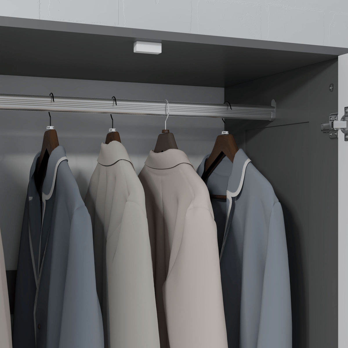 2 Door Grey Wardrobe with 3 Drawers and Hanging Rail 2 Door Grey Wardrobe with 3 Drawers and Hanging Rail - Image 7