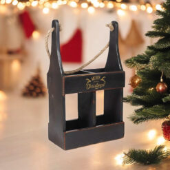 Alternative view of 39cm Wooden Black 2 Bottle Wine Holder