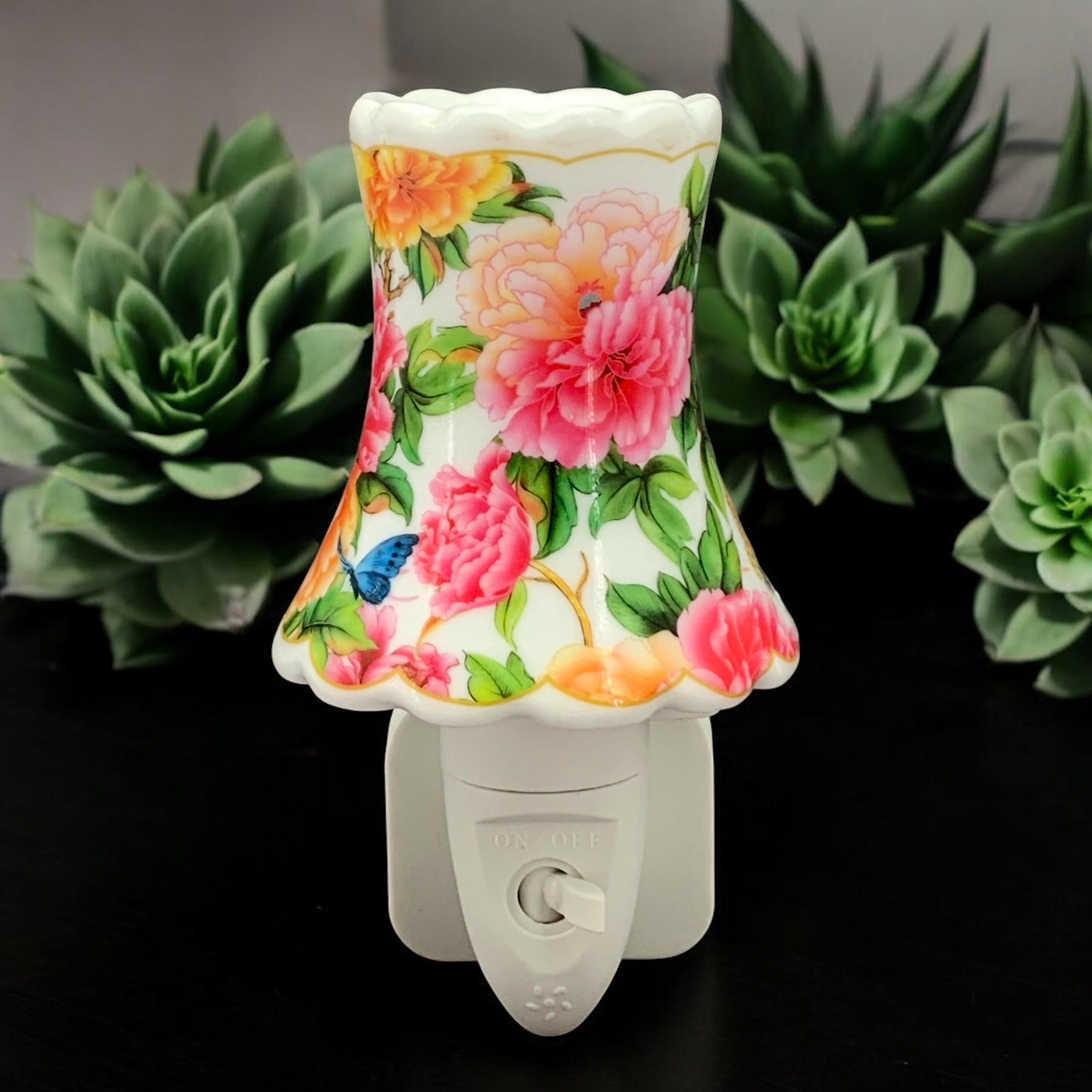 8 INCH FLORAL LED NIGHTLIGHT ORANGE AND PINK 8 INCH FLORAL LED NIGHTLIGHT ORANGE AND PINK
