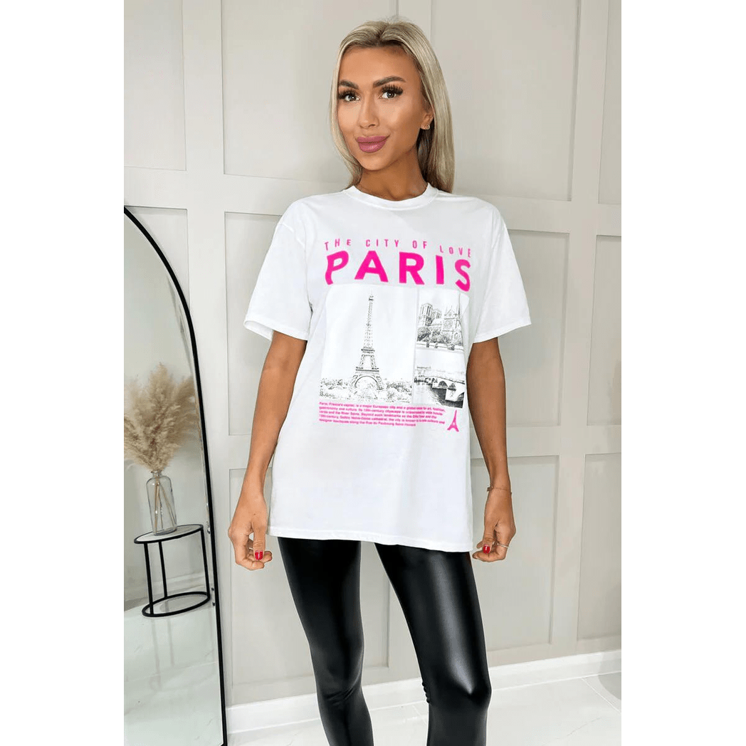 Ladies Oversized Paris Slogan Graphic Short Sleeve T-Shirt Ladies Oversized Paris Slogan Graphic Short Sleeve T-Shirt - Image 8
