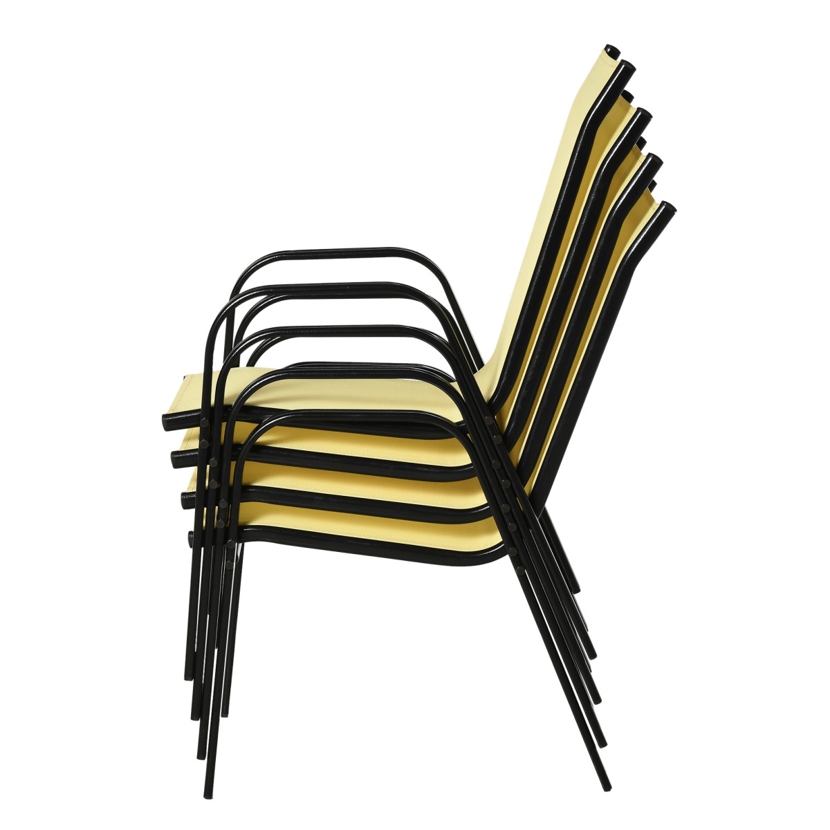 Set of 4 Garden Dining Chair Set Outdoor w/ High Back Armrest Beige Outsunny Set of 4 Garden Dining Chair Set Outdoor w/ High Back Armrest Beige Outsunny - Image 8