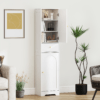 Tall Bathroom Storage Cabinet with Arched Doors and Adjustable Shelf, White