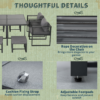 8 Seater Dining Cube Set Dining Table, 4 Chairs & 4 Footstools & Cushion, Grey - Image 8