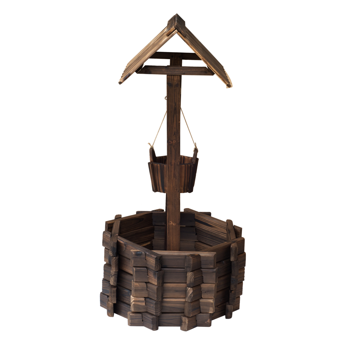 Wishing Well Planter Bucket, 60Lx55Wx 114H cm-Brown Wishing Well Planter Bucket, 60Lx55Wx 114H cm-Brown - Image 8