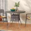 Outdoor PE Rattan Dining Table with Wood-Plastic Composite Top, Grey Outdoor PE Rattan Dining Table with Wood-Plastic Composite Top, Grey