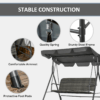 3 Person Rattan Swing Chair with Stand and Adjustable Canopy
