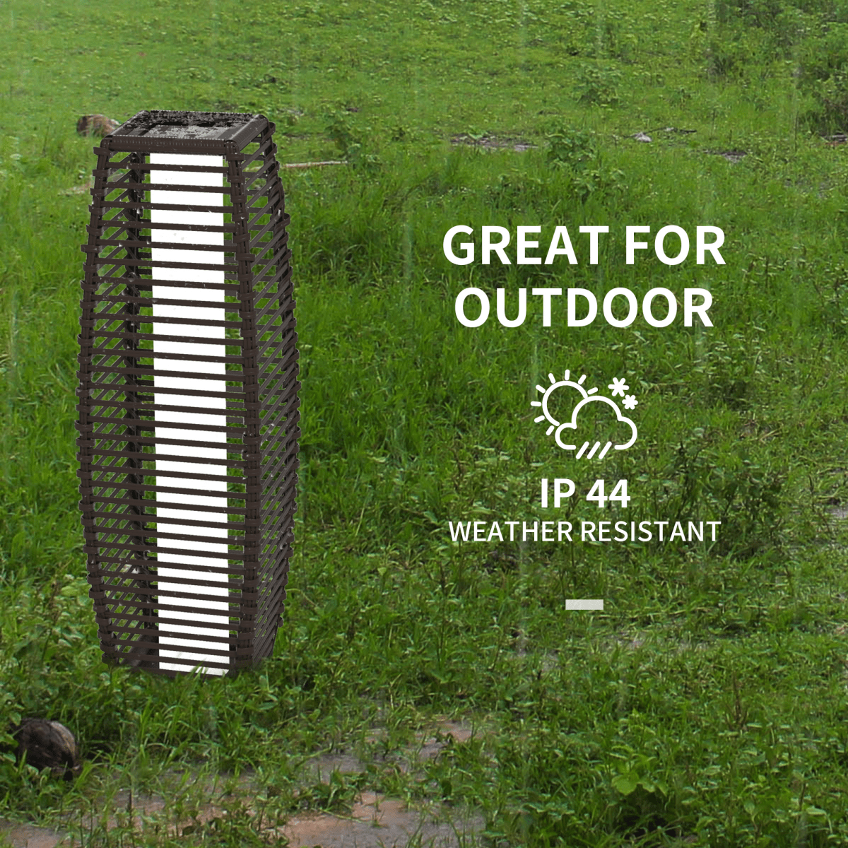 Rattan Solar Floor Lamp with Auto On/Off LED Light, Brown Rattan Solar Floor Lamp with Auto On/Off LED Light, Brown - Image 8