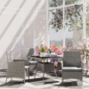 Outsunny Rattan Outdoor Dining Table and Chairs for 4, Light Grey Outsunny Rattan Outdoor Dining Table and Chairs for 4, Light Grey