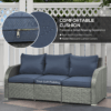 6 Piece Padded Outdoor Rattan Sofa Set with Recliner, Footstools and Table 6 Piece Padded Outdoor Rattan Sofa Set with Recliner, Footstools and Table