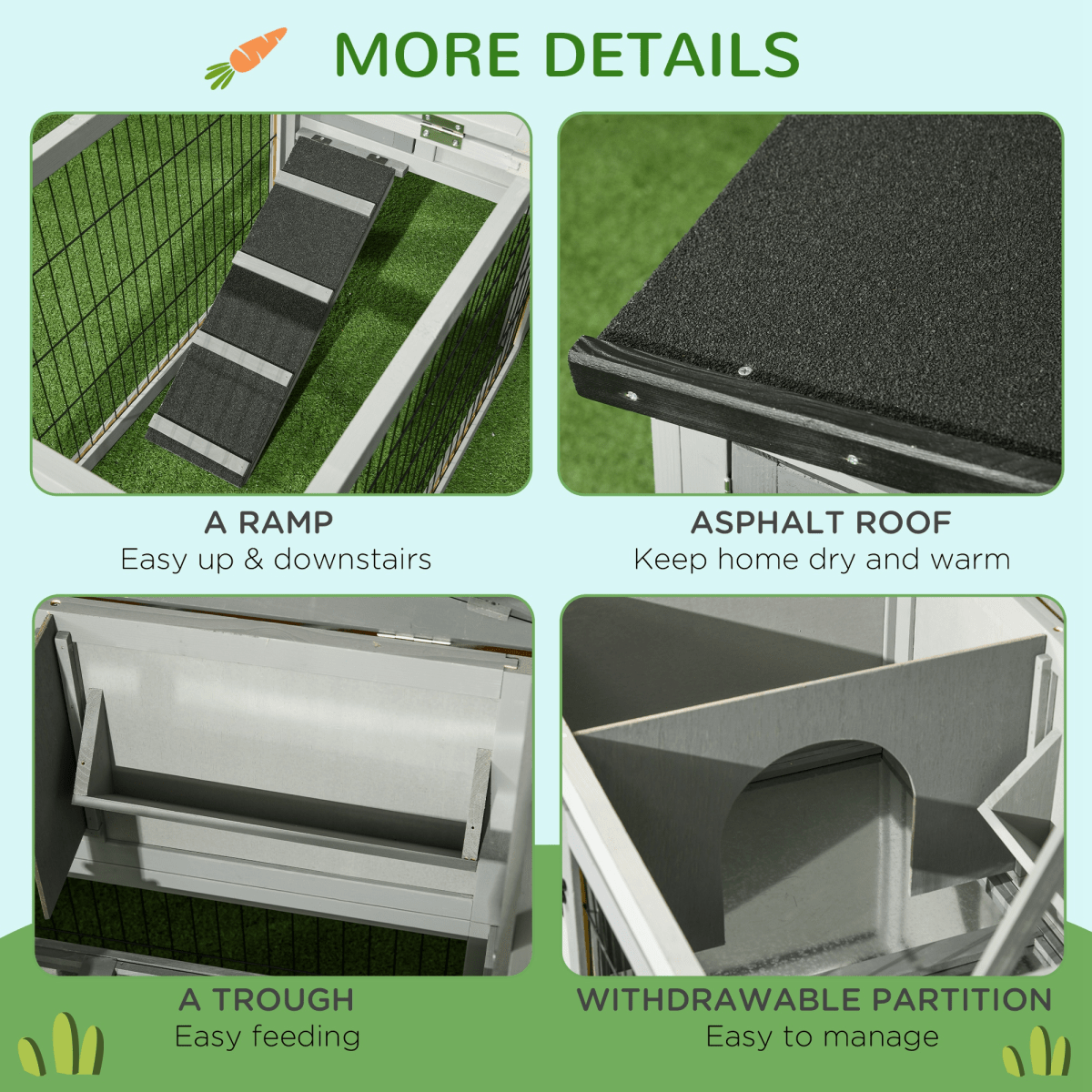 Rabbit Hutch and Outdoor Pet House with Run and Ramp Rabbit Hutch and Outdoor Pet House with Run and Ramp - Image 8