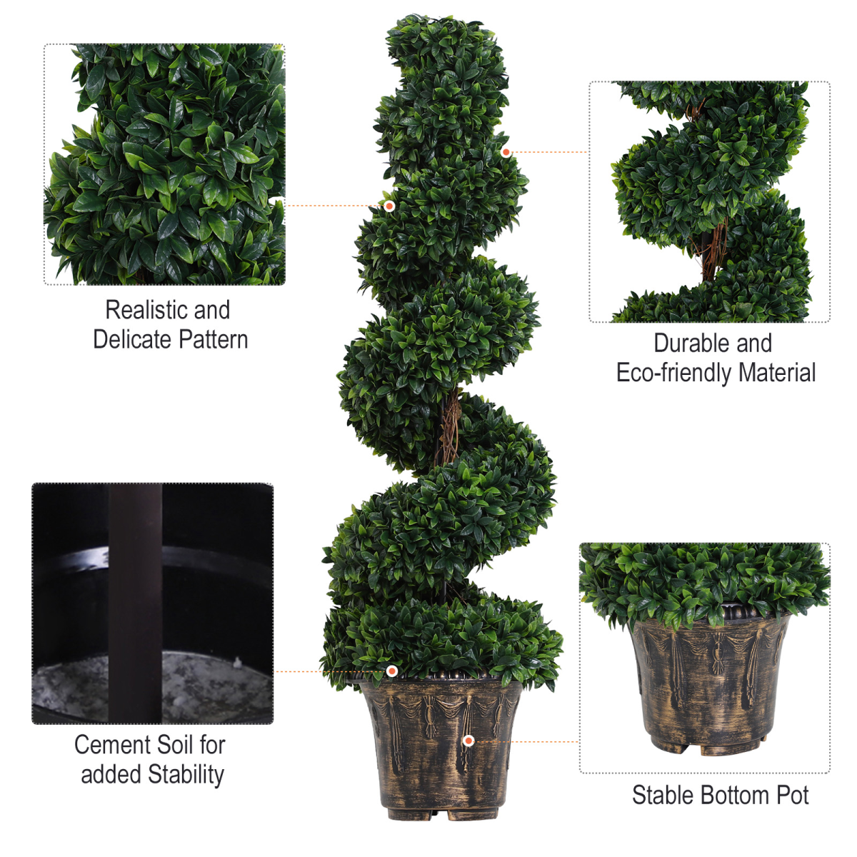 PE Set of 2 Artificial Boxwood Spiral Topiary Plant Tree's Green PE Set of 2 Artificial Boxwood Spiral Topiary Plant Tree's Green - Image 8