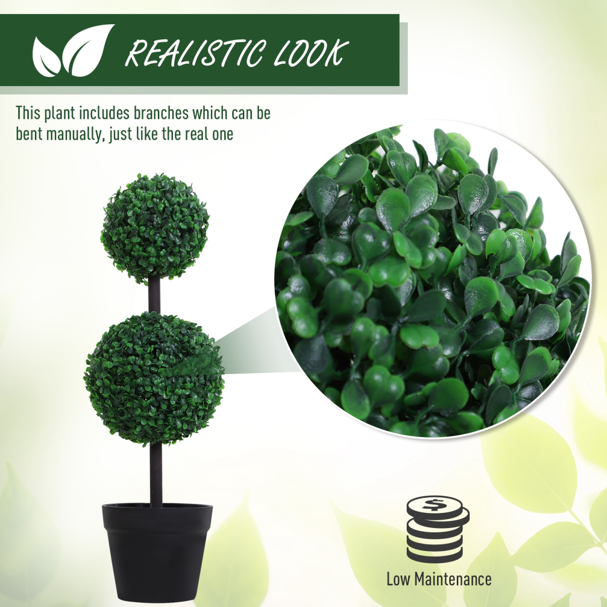 PE Set of 2 Artificial Boxwood Ball Topiary Plant Tree's Green PE Set of 2 Artificial Boxwood Ball Topiary Plant Tree's Green - Image 8