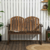 Outdoor Wooden Bench for Two People, Patio Loveseat Chair with Slatted Backrest - Image 8