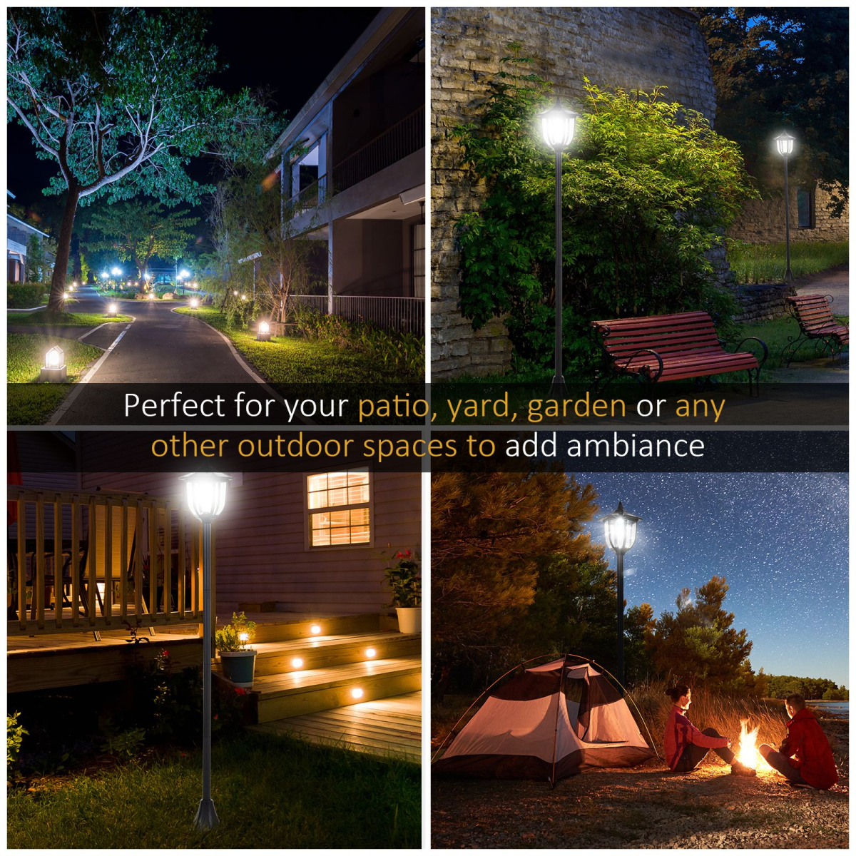 Outsunny Solar Powered Lamp Post, IP44, 18Lx18Wx160H cm-Black Outsunny Solar Powered Lamp Post, IP44, 18Lx18Wx160H cm-Black - Image 8
