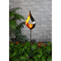 Flame Globe Solar Stake Light