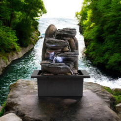 Alternative view of 25CM Cascading Rock Fountain – LED Tabletop Water Feature