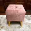 Pink Velvet Wooden Storage Trunk Footstool – 33 x 33 x 42cm - Image 5