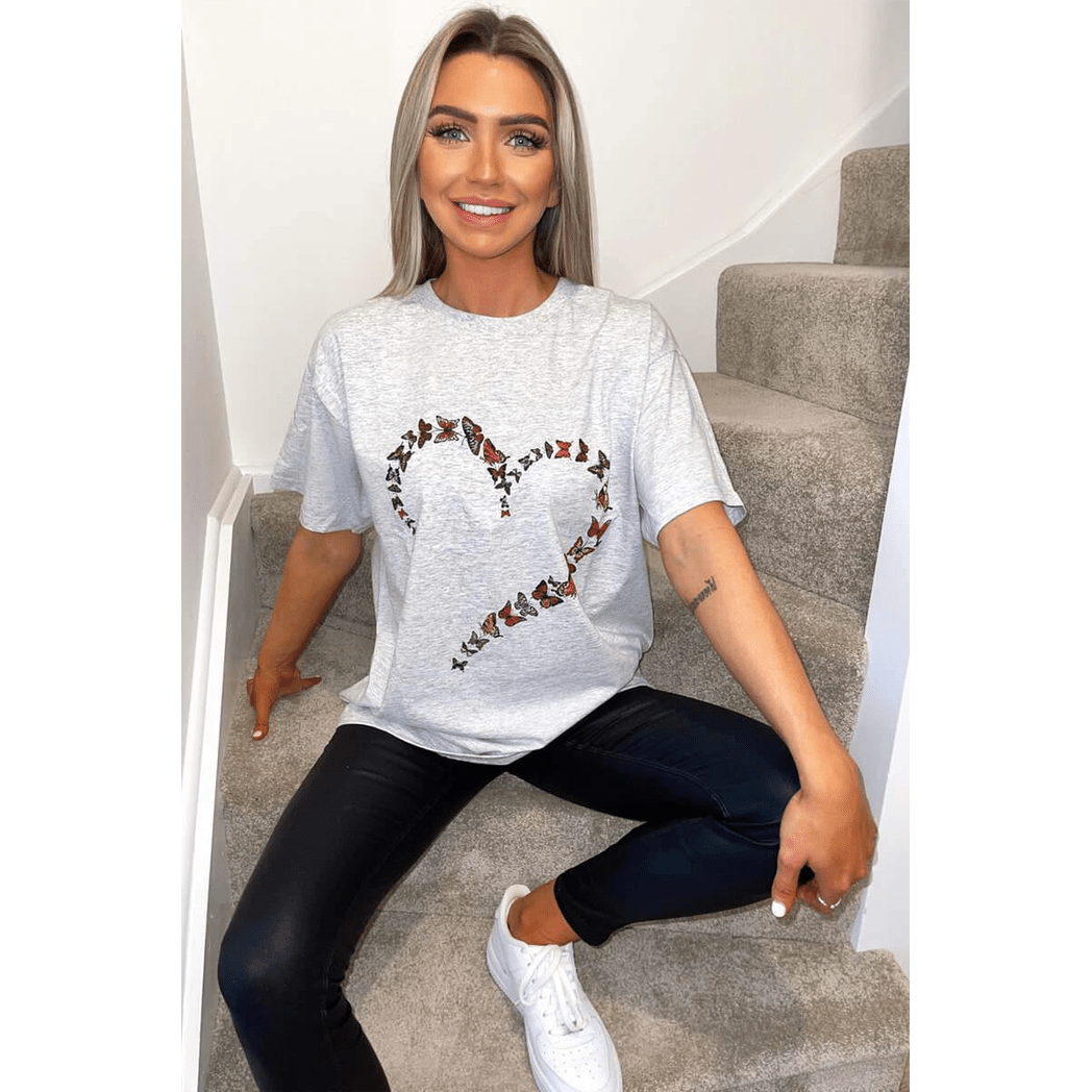 Ladies Oversized Printed Heart Short Sleeve T-Shirt Ladies Oversized Printed Heart Short Sleeve T-Shirt - Image 3