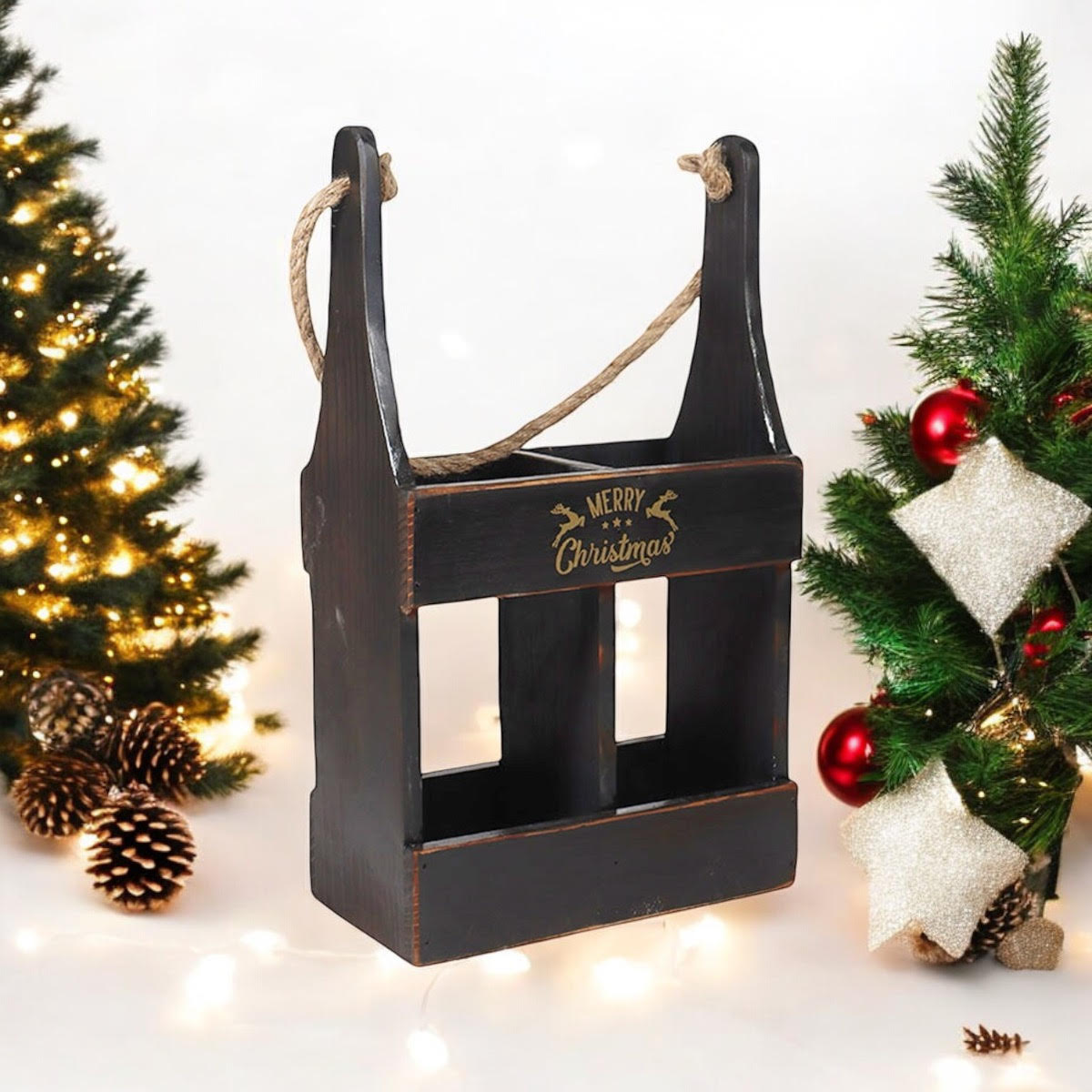 39CM WOODEN BLACK 2 BOTTLE WINE HOLDER 39CM WOODEN BLACK 2 BOTTLE WINE HOLDER