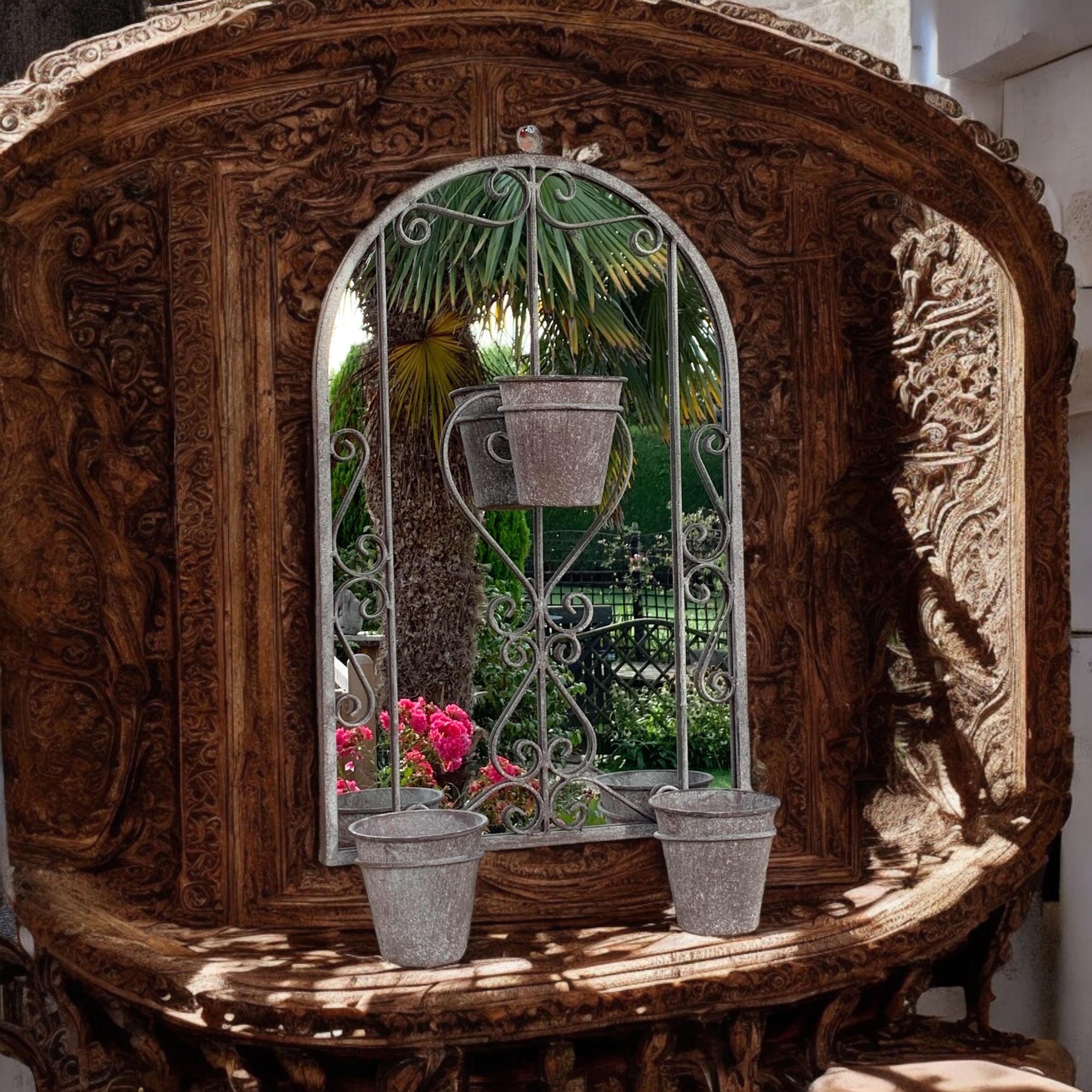 80CM WALL MIRROR WITH TRIPLE PLANTER 80CM WALL MIRROR WITH TRIPLE PLANTER - Image 5