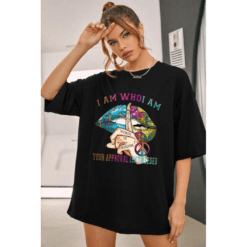 Ladies Oversized I Am Who I Am Graphic Short Sleeve T-Shirt