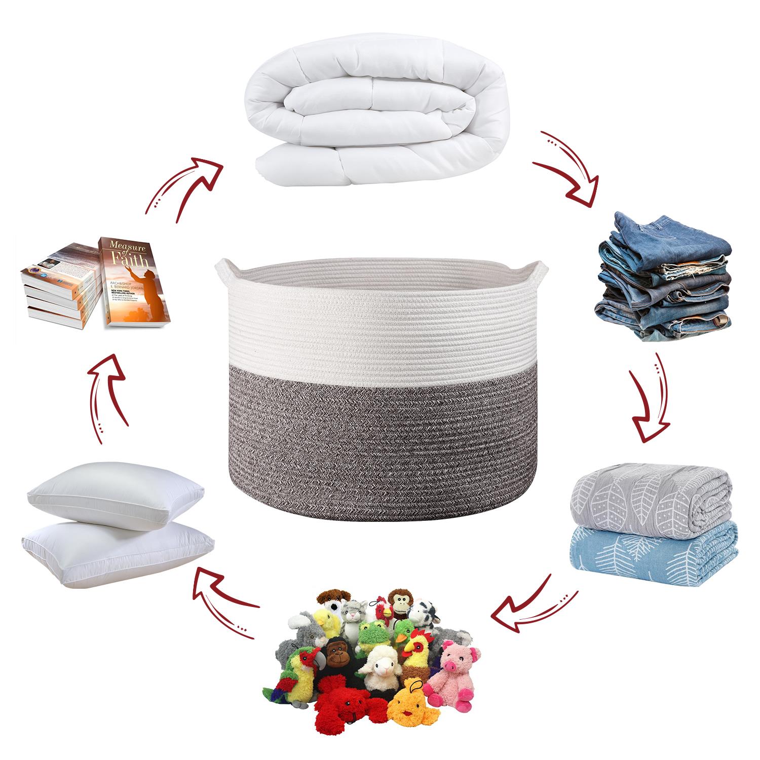 White and Natural Laundry Basket White and Natural Laundry Basket - Image 6