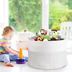 Alternative view of White and Light Grey Laundry Basket