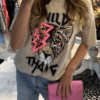 Ladies Oversized Tiger Lightning Wild Thang Short Sleeve T-Shirt Ladies Oversized Tiger Lightning Wild Thang Short Sleeve T-Shirt