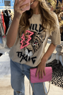 Ladies Oversized Tiger Lightning Wild Thang Short Sleeve T-Shirt
