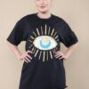 Ladies Oversized Sequin Eye Printed Short Sleeve T-Shirt Ladies Oversized Sequin Eye Printed Short Sleeve T-Shirt