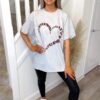 Ladies Oversized Printed Heart Short Sleeve T-Shirt Ladies Oversized Printed Heart Short Sleeve T-Shirt