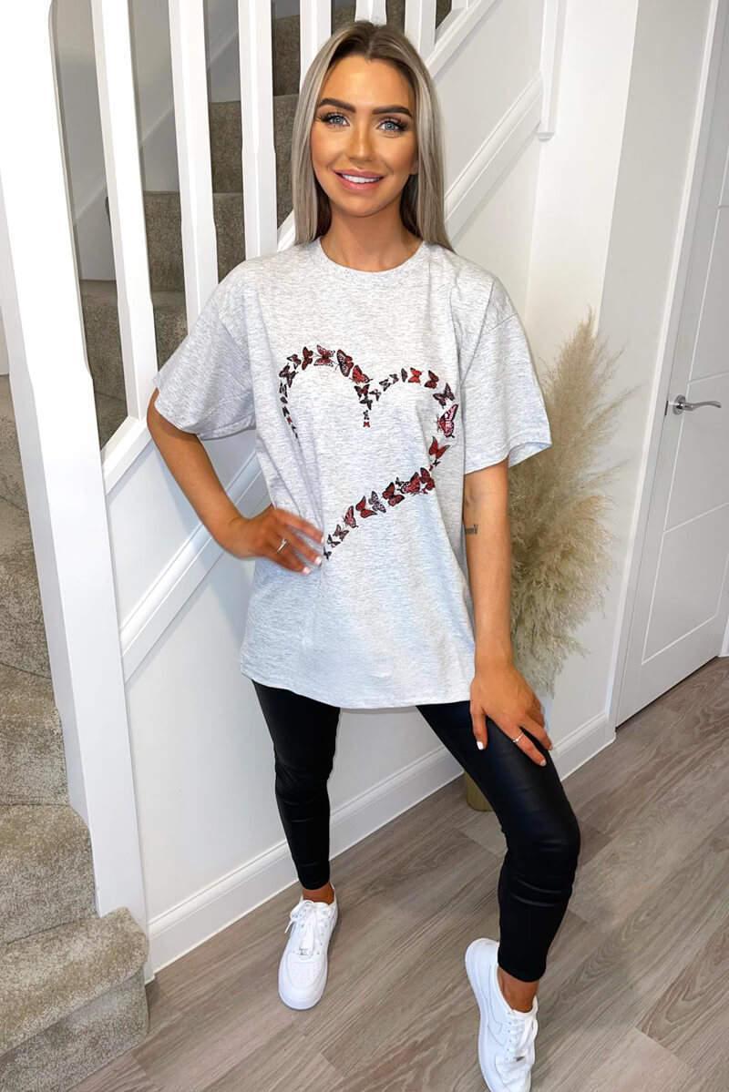Ladies Oversized Printed Heart Short Sleeve T-Shirt Ladies Oversized Printed Heart Short Sleeve T-Shirt