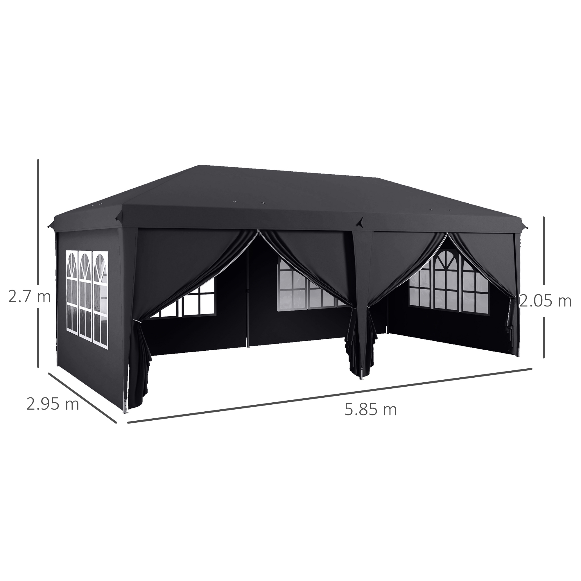 Outsunny 3 x 6m Pop Up Gazebo Height Adjustable Party Tent with Storage Bag Outsunny 3 x 6m Pop Up Gazebo Height Adjustable Party Tent with Storage Bag - Image 5