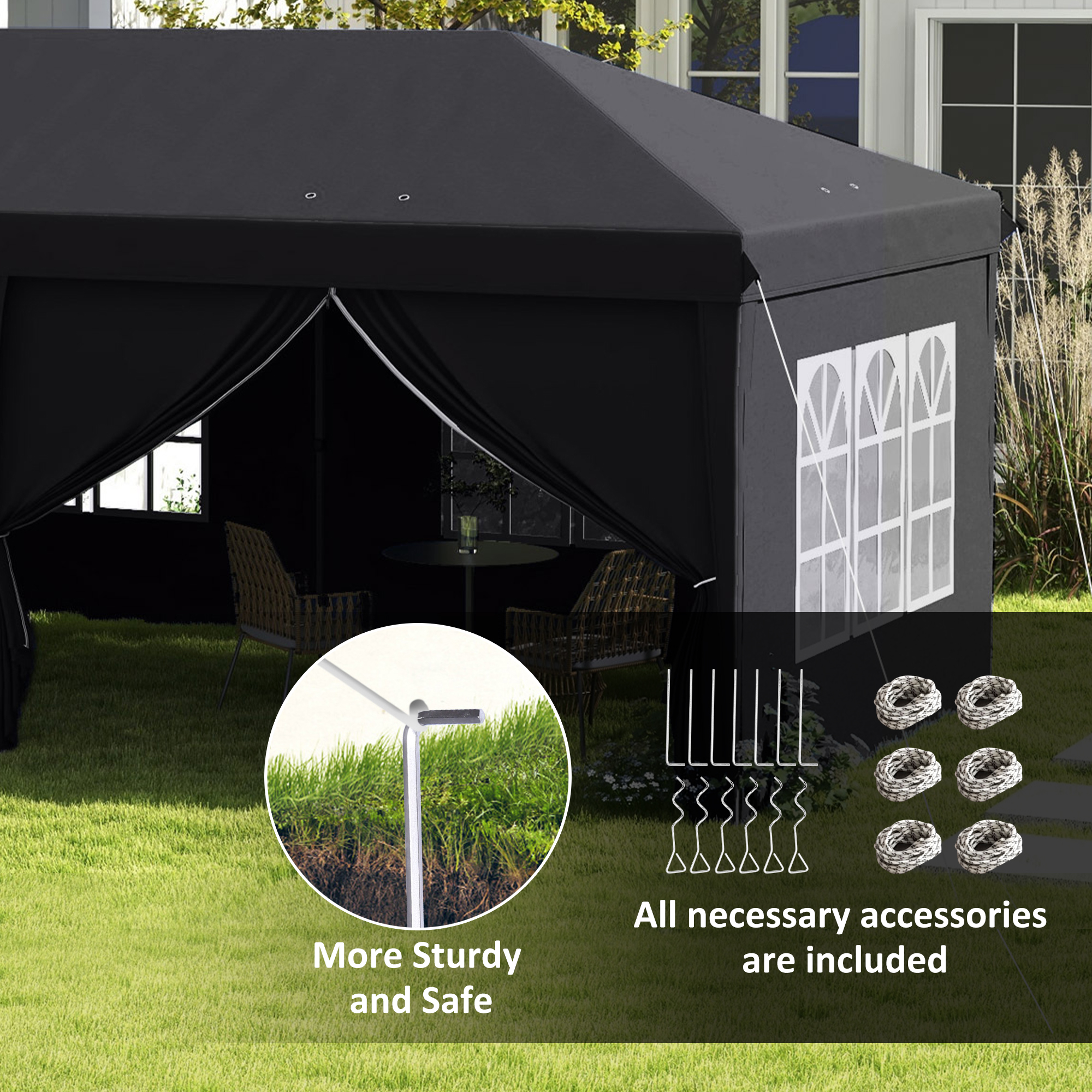 Outsunny 3 x 6m Pop Up Gazebo Height Adjustable Party Tent with Storage Bag Outsunny 3 x 6m Pop Up Gazebo Height Adjustable Party Tent with Storage Bag - Image 6