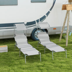 Alternative view of Outsunny Folding Sun Lounger Set of 2 with Sunshade Adjustable Backrest