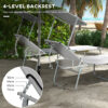 Outsunny Folding Sun Lounger Set of 2 with Sunshade Adjustable Backrest - Image 3