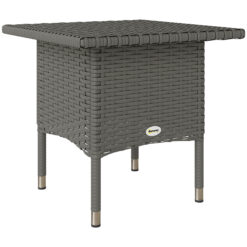 PE Rattan Outdoor Coffee Table and Side Table, Grey