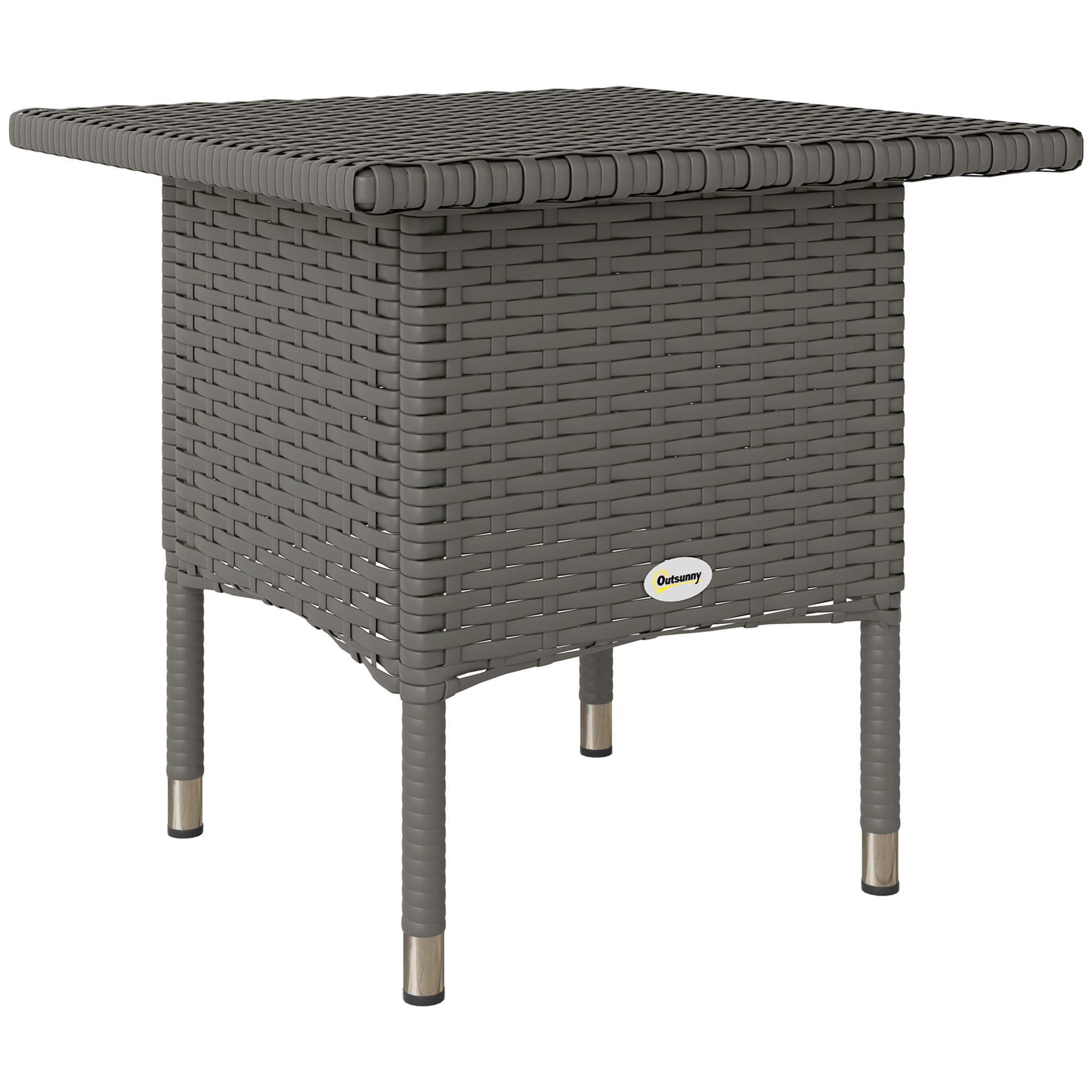 PE Rattan Outdoor Coffee Table and Side Table, Grey PE Rattan Outdoor Coffee Table and Side Table, Grey