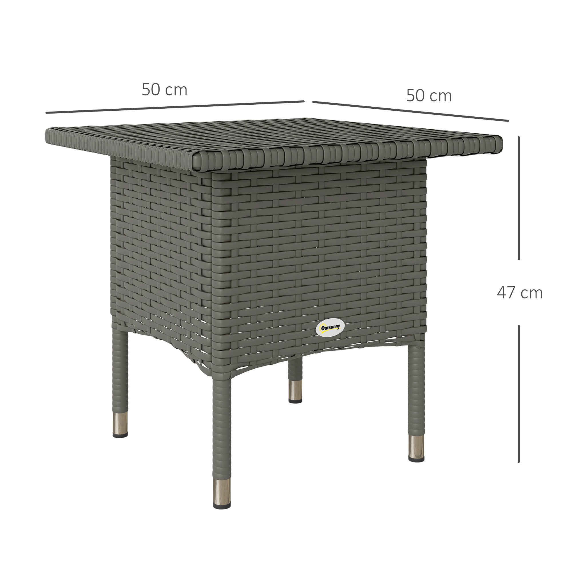 PE Rattan Outdoor Coffee Table and Side Table, Grey PE Rattan Outdoor Coffee Table and Side Table, Grey - Image 5
