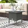 PE Rattan Outdoor Coffee Table and Side Table, Grey PE Rattan Outdoor Coffee Table and Side Table, Grey